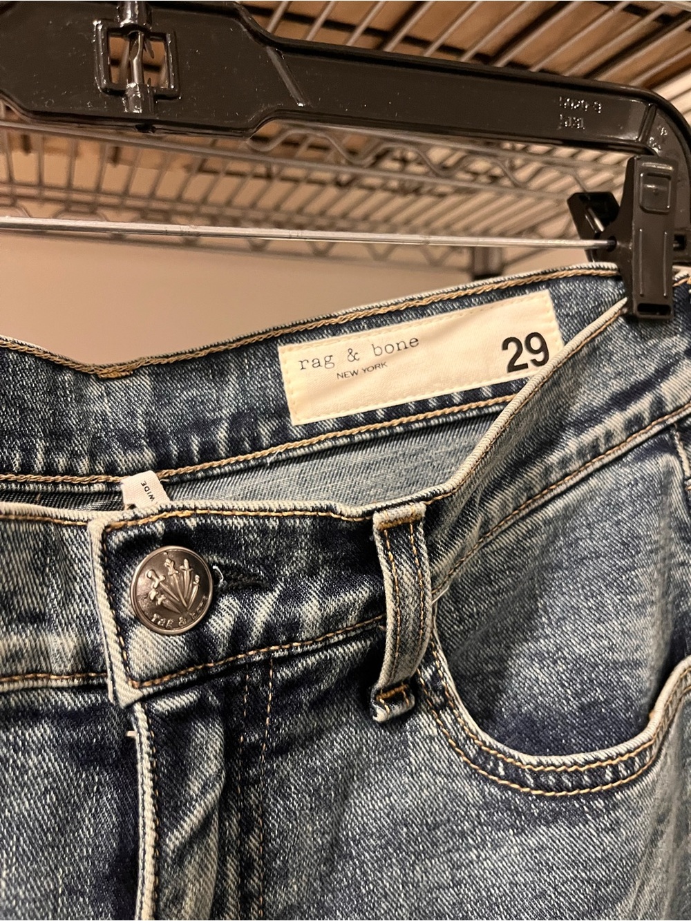 Sofia rag & bone Wide-Leg Cuffed Denim in Medium Blue - Picture 3 of 4